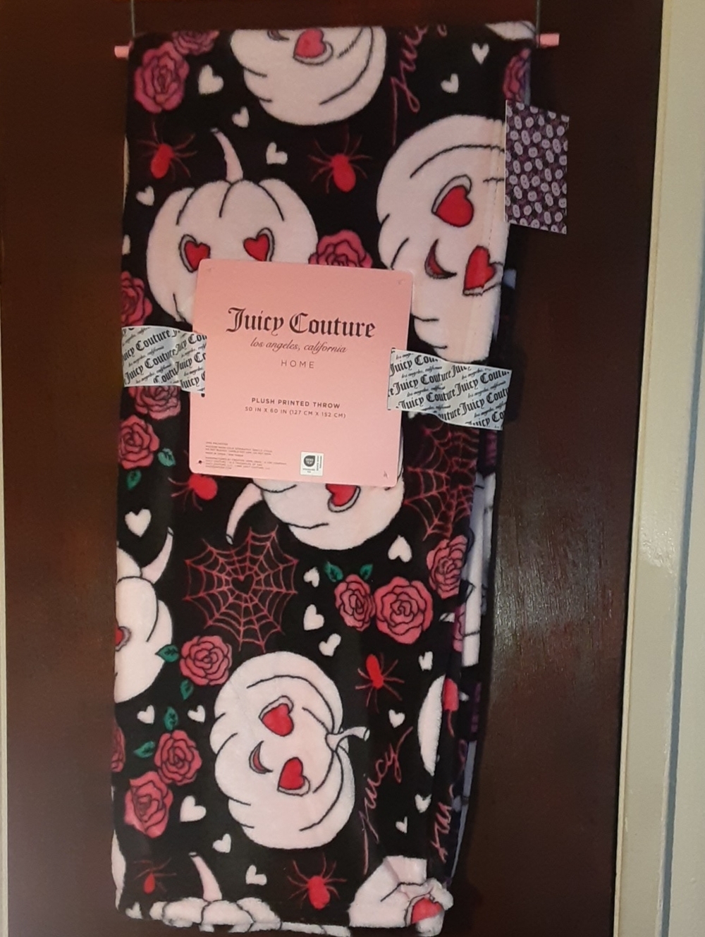 Juicy Couture blanket pumpkin sider web roses